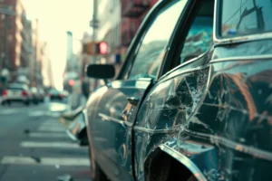 A car smashed from the side.